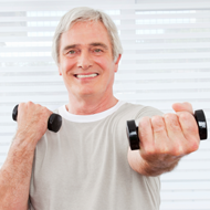 Senior Using Weights